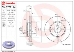 Bremsscheibe BREMBO (09.5707.14), FORD, Mondeo II, Mondeo II Stufenheck, Mondeo II Turnier, Mondeo I, Mondeo I Stufenheck, Mondeo I Turnier, Scorpio II, Scorpio II Turnier, Cougar 
