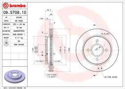 Bremsscheibe BREMBO (09.5708.10), FORD, Mondeo II, Mondeo II Stufenheck, Mondeo II Turnier, Mondeo I, Mondeo I Stufenheck, Cougar, Mondeo I Turnier, Scorpio II Turnier 