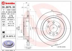 Brake Disc BREMBO (09.8876.31), LAND ROVER, Discovery IV, Range Rover Sport, Discovery III 