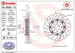 Brake Disc BREMBO (09.B085.13), FIAT, 500/595/695, 500C/595C/695C 