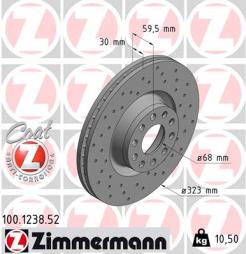 Brake Disc ZIMMERMANN (100.1238.52), AUDI, A8 
