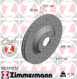 Brake Disc ZIMMERMANN (100.3319.52), AUDI, A6, A6 Avant, A6 Allroad 