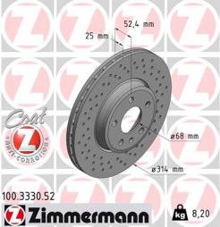 Brake Disc ZIMMERMANN (100.3330.52), AUDI, A5 Sportback, A4 Allroad, A5 Cabriolet, A5, A4, A4 Avant 