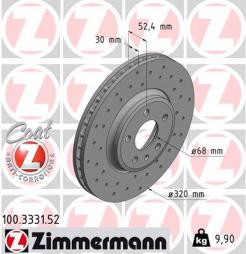 Brake Disc ZIMMERMANN (100.3331.52), AUDI, Q5, A4, A5, A4 Avant, A5 Cabriolet, A4 Allroad, A5 Sportback 