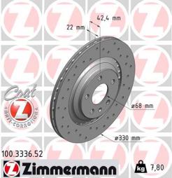 Disque de frein ZIMMERMANN (100.3336.52), AUDI, A8, A6 Avant, A6, A6 Allroad, A7 Sportback 