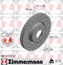 Brake Disc ZIMMERMANN (100.3377.52), AUDI, A4, A4 Avant, A4 Allroad, A5, A5 Sportback, Q5, A5 Cabriolet 