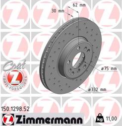 Disque de frein ZIMMERMANN (150.1298.52), BMW, X5, X3 