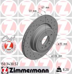 Brake Disc ZIMMERMANN (150.3430.52), BMW, 3er, 3er Coupe, 3er Cabriolet, 3er Touring, X1 