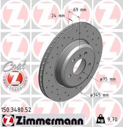 Brake Disc ZIMMERMANN (150.3480.52), BMW, 5er Gran Turismo, 5er, 7er, 5er Touring, 6er Coupe, 6er Cabriolet, 6 Gran Coupe 