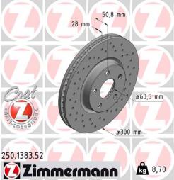 Brake Disc ZIMMERMANN (250.1383.52), FORD, S-Max, Galaxy 