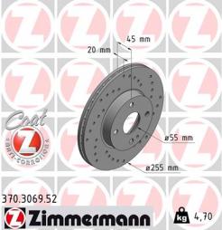 Brake Disc ZIMMERMANN (370.3069.52), MAZDA, MX-5 II, MX-5 I 