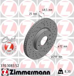 Brake Disc ZIMMERMANN (370.3083.52), MAZDA, 6 Stufenheck, 6 Hatchback, 6 Kombi 