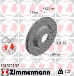 Brake Disc ZIMMERMANN (600.3207.52), VW, AUDI, SEAT, Passat, Passat Variant, A4, A4 Avant, A8, Exeo, Exeo ST 