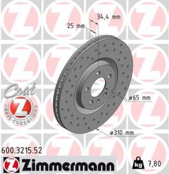 Brake Disc ZIMMERMANN (600.3215.52), SEAT, AUDI, VW, Ibiza IV ST, A1, A1 Sportback, Polo, Ibiza IV, Ibiza IV Sportcoupe 
