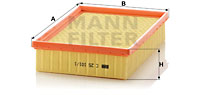 Air Filter MANN-FILTER (C 25 101/1), PEUGEOT, CITROEN, 307, 307 SW, 307 CC, 307 Break, C4 I, C4 Coupe 