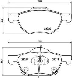 Brake Pad Set, disc brake BREMBO (P 28 036), HONDA, Accord VII, Accord VII Tourer 