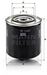 Oil Filter MANN-FILTER (W 1130/1), AUDI, VW, 100, 100 Avant, Transporter IV Bus, A6, A6 Avant 