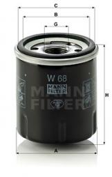 Filtre à huile MANN-FILTER (W 68), RENAULT, Clio I, Clio II, Twingo I, Kangoo 