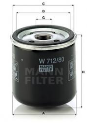 Filtro olio MANN-FILTER (W 712/80), SAAB, 9000, 9-5 Kombi, 9-3, 9-3 Cabriolet, 9-5, 90, 99, 900 I Combi Coupe, 9000 Schrägheck, 900 I, 900 I Cabriolet, 900 II Coupe, 900 II, 900 II Cabriolet, 99 Combi Coupe 
