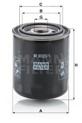 Filtre, système hydraulique de travail MANN-FILTER (W 9023/1) 