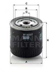 Filtre, système hydraulique de travail MANN-FILTER (W 920/7) 