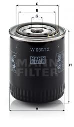 Oil Filter MANN-FILTER (W 930/12), OPEL, Omega A, Omega A Caravan, Frontera A 