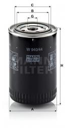 Oil Filter MANN-FILTER (W 940/44), AUDI, VW, A4 Avant, A6, A6 Avant, A4, Cabriolet, Passat, Passat Variant 