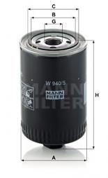 Filtre, système hydraulique de travail MANN-FILTER (W 940/5) 