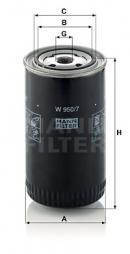 Filtro, Sistema idraulico di lavoro MANN-FILTER (W 950/7), VW, LT 28-35 I Kasten 