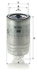 Fuel filter MANN-FILTER (WK 8034), DODGE, JEEP, Nitro, Wrangler III, Cherokee 