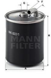 Fuel filter MANN-FILTER (WK 822/1), MERCEDES-BENZ, C-Klasse T-Model, C-Klasse, M-Klasse, C-Klasse Coupe, G-Klasse, CLK 