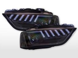 Conjunto de faróis Xenon Luzes diurnas LED Audi A4 8K ano 13-15 preto para volante à direita 