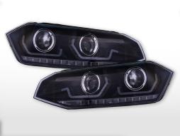 Fényszóró készlet LED nappali menetfény VW Polo VI típus AW évjárat 17-21 fekete 