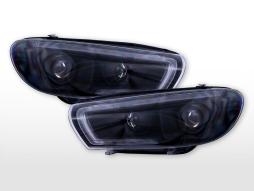 Conjunto de faróis Xenon Luzes diurnas LED VW Scirocco 3 08-14 preto 