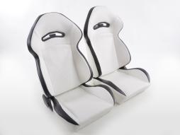 Asientos deportivos FK, juego de medio asiento envolvente para coche, cuero artificial, costura blanca, negro, usado 