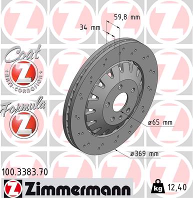 Brake Disc ZIMMERMANN (100.3383.70), AUDI, A3 Sportback, A3 Limousine 
