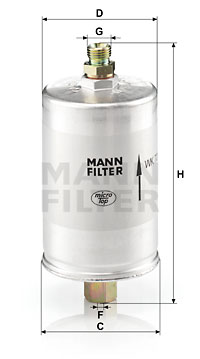 Fuel filter MANN-FILTER (WK 726), PORSCHE, 911, 911 Targa, 911 Cabriolet, 924, 944, 944 Cabriolet, 928, 968, 968 Cabriolet, 959 