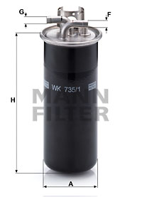 Kraftstofffilter MANN-FILTER (WK 735/1), AUDI, A6, A6 Avant, A6 Allroad 