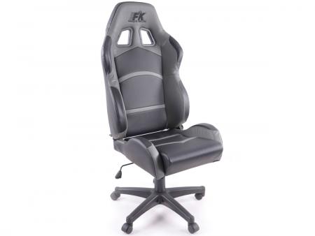 Scaun sport FK scaun pivotant pentru birou Cyberstar piele sintetică scaun pivotant negru / gri scaun birou 