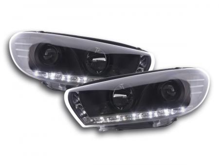 Dagsljusstrålkastare LED DRL-look VW Scirocco 3 Typ 13 08- svart 