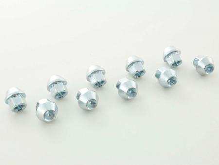 Set matica za kotače (10 komada) duljina 34 mm suženi prsten M12x1,5 srebrni 