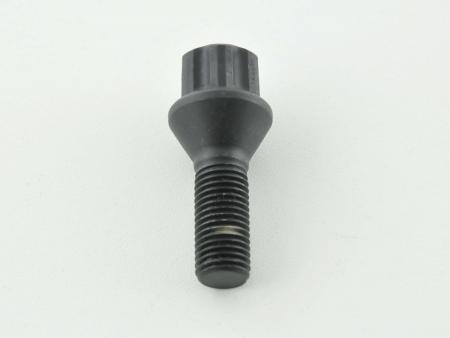 Parafuso de roda única, comprimento do eixo 28 mm, colar de cone preto M12x1,5 
