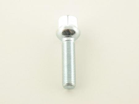 Single wheel bolt, shaft length 45mm, spherical collar, silver M12x1.5 