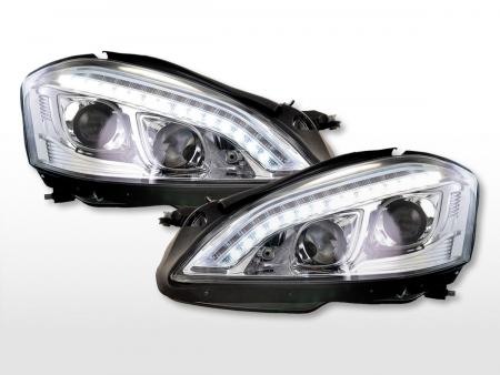 Sada světlometů Xenon Daylight LED vzhled DRL Mercedes-Benz S-Class (221) 05-09 chrom 