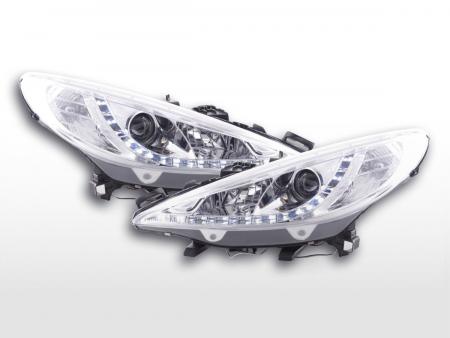Dagsljusstrålkastare LED-dagsljus Peugeot 207 06- krom för högerstyrning 