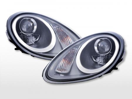 Sada světlometů Xenon Daylight LED vzhled DRL Porsche Boxster (987) 04-08 stříbrná 