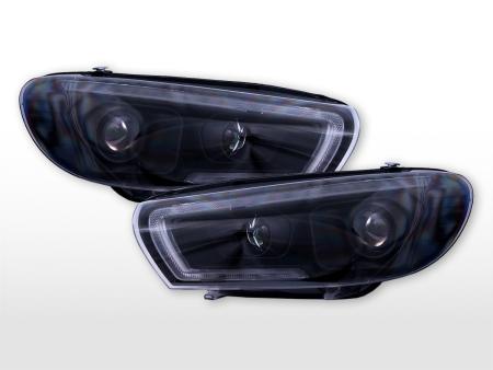 Conjunto de faróis de halogéneo Luzes diurnas LED VW Scirocco 3 anos 15-17 (facelift) preto 