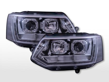Halogen forlygtesæt LED kørelys VW T5 årgang 10-15 højrestyret krom 
