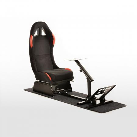 FK Gamesitz Spielsitz Rennsimulator eGaming Seats Suzuka schwarz/rot mit Teppich schwarz/rot