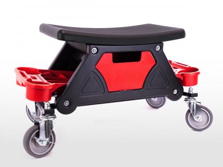 Pojízdná dílenská stolička s podnosem na nářadí červená/černá 